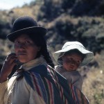 Mother and her child in the Andes. 